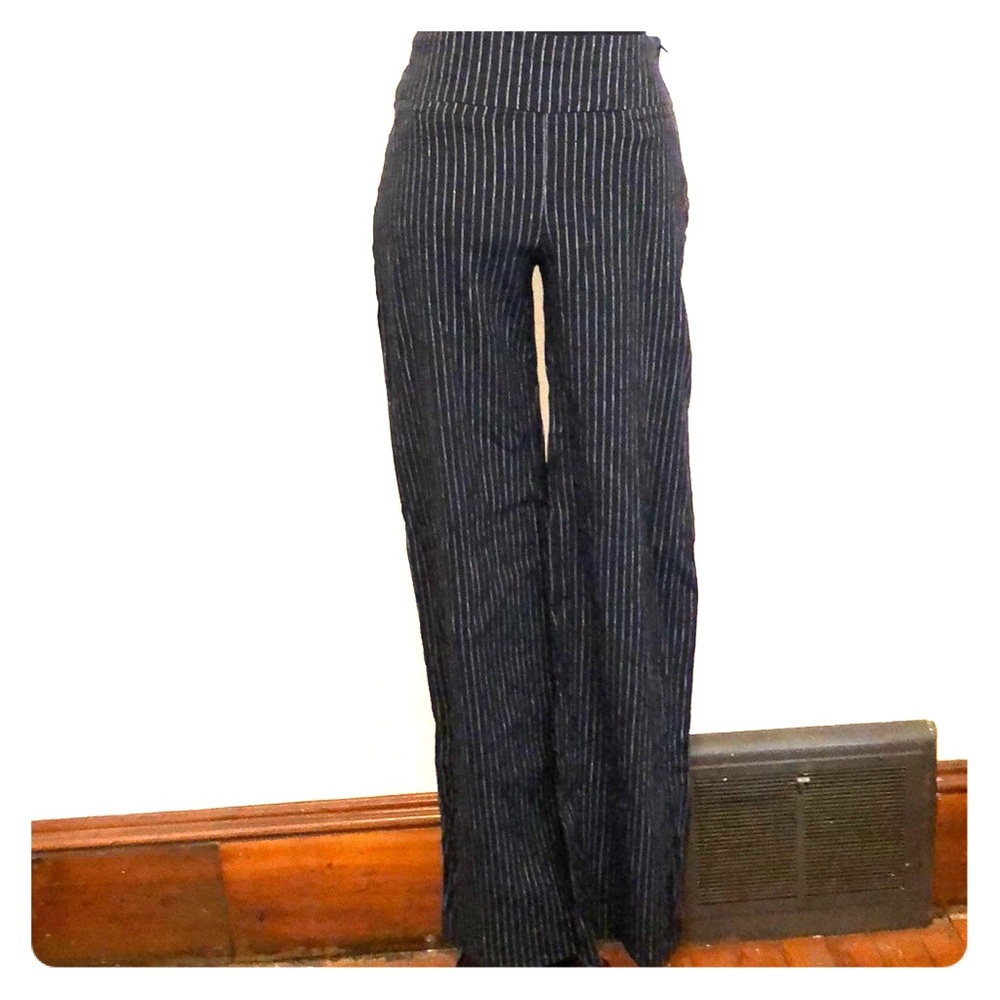H&M Linen Blend Wide Leg Pinstripe Pants